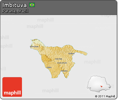 Physical 3D Map of Imbituva, single color outside