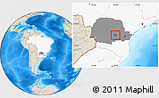 Shaded Relief Location Map of Imbituva, highlighted country, highlighted parent region