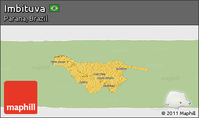 Savanna Style Panoramic Map of Imbituva, single color outside