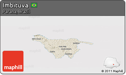 Shaded Relief Panoramic Map of Imbituva, single color outside