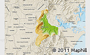 Physical Map of Morretes, shaded relief outside