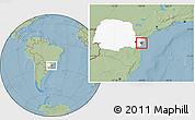 Savanna Style Location Map of Paranagua, highlighted parent region, hill shading
