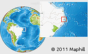 Physical Location Map of Recife, highlighted country