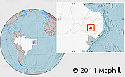 Gray Location Map of Sertania, highlighted country, hill shading