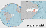Gray Location Map of Sertania, highlighted parent region, hill shading