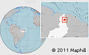 Gray Location Map of Pedro II, highlighted parent region, hill shading