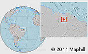 Gray Location Map of Pedro II, hill shading