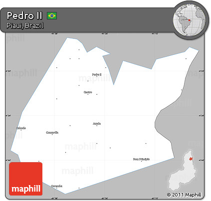Gray Simple Map of Pedro II, single color outside