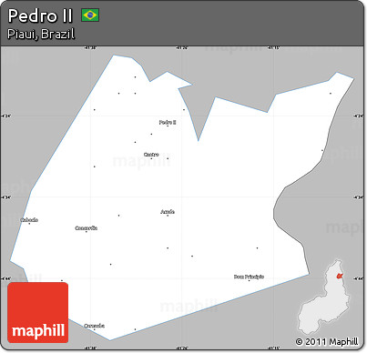 Gray Simple Map of Pedro II, single color outside
