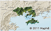 Satellite 3D Map of Angra Dos Reis, shaded relief outside