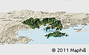 Satellite Panoramic Map of Angra Dos Reis, shaded relief outside