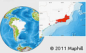 Physical Location Map of Rio de Janeiro, highlighted country