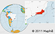 Political Location Map of Rio de Janeiro, highlighted country