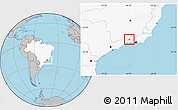 Gray Location Map of Volta Redonda, highlighted country