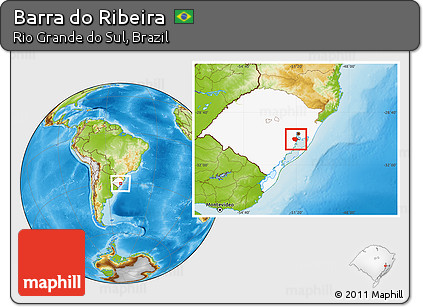 Physical Location Map of Barra Do Ribeira, highlighted parent region
