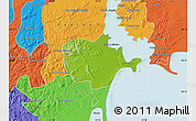 Physical Map of Barra do Ribeira, political outside