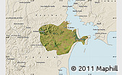 Satellite Map of Barra do Ribeira, shaded relief outside