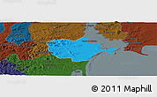 Political Panoramic Map of Barra do Ribeira, darken