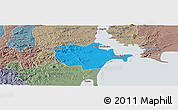 Political Panoramic Map of Barra do Ribeira, semi-desaturated
