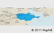 Political Panoramic Map of Barra do Ribeira, shaded relief outside
