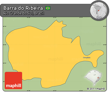 Savanna Style Simple Map of Barra Do Ribeira, cropped outside