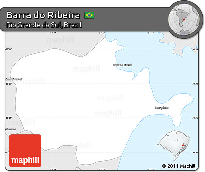 Silver Style Simple Map of Barra Do Ribeira