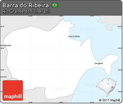 Silver Style Simple Map of Barra Do Ribeira