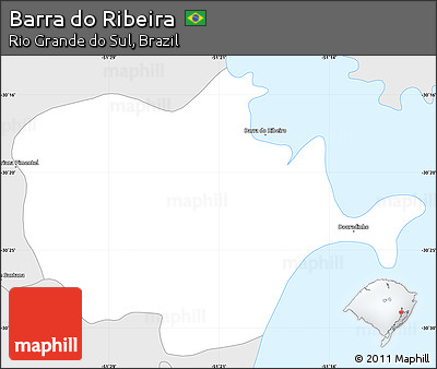 Silver Style Simple Map of Barra Do Ribeira