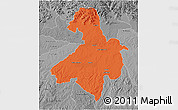 Political 3D Map of Cachoeira do Sul, desaturated