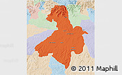 Political 3D Map of Cachoeira do Sul, lighten