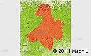 Political 3D Map of Cachoeira do Sul, physical outside