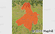 Political 3D Map of Cachoeira do Sul, satellite outside