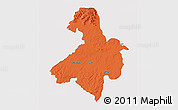Political 3D Map of Cachoeira do Sul, single color outside