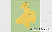 Savanna Style 3D Map of Cachoeira do Sul, single color outside