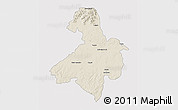 Shaded Relief 3D Map of Cachoeira do Sul, cropped outside