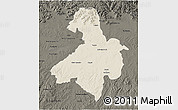 Shaded Relief 3D Map of Cachoeira do Sul, darken