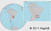 Gray Location Map of Cachoeira do Sul, within the entire country