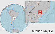 Gray Location Map of Cachoeira do Sul, hill shading