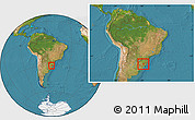 Satellite Location Map of Cachoeira do Sul, within the entire country