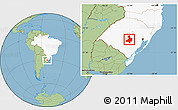 Savanna Style Location Map of Cachoeira do Sul, highlighted country