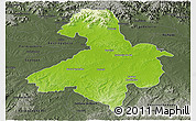 Physical Panoramic Map of Cachoeira do Sul, darken, semi-desaturated