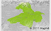 Physical Panoramic Map of Cachoeira do Sul, lighten, desaturated