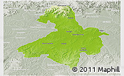 Physical Panoramic Map of Cachoeira do Sul, lighten, semi-desaturated