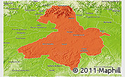 Political Panoramic Map of Cachoeira do Sul, physical outside