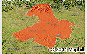 Political Panoramic Map of Cachoeira do Sul, satellite outside