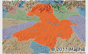 Political Panoramic Map of Cachoeira do Sul, semi-desaturated