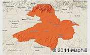 Political Panoramic Map of Cachoeira do Sul, shaded relief outside