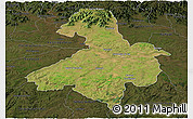 Satellite Panoramic Map of Cachoeira do Sul, darken