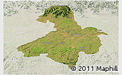 Satellite Panoramic Map of Cachoeira do Sul, lighten