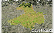 Satellite Panoramic Map of Cachoeira do Sul, semi-desaturated